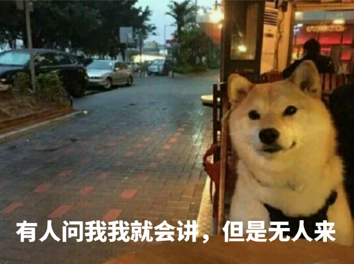 有人问我我就会讲，但是无人来 - 我等的狗，它怎么还不出现_狗子_doge_单身狗表情